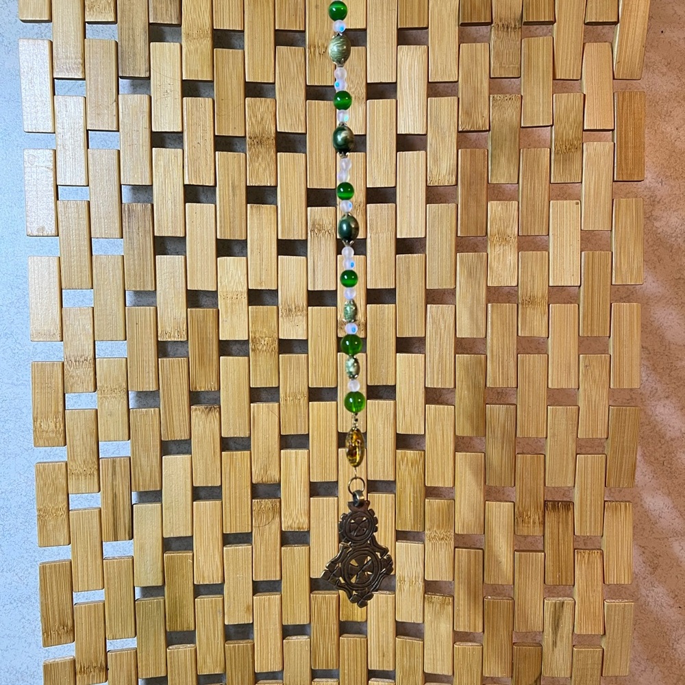 Green Glass Beaded Sun Catcher with